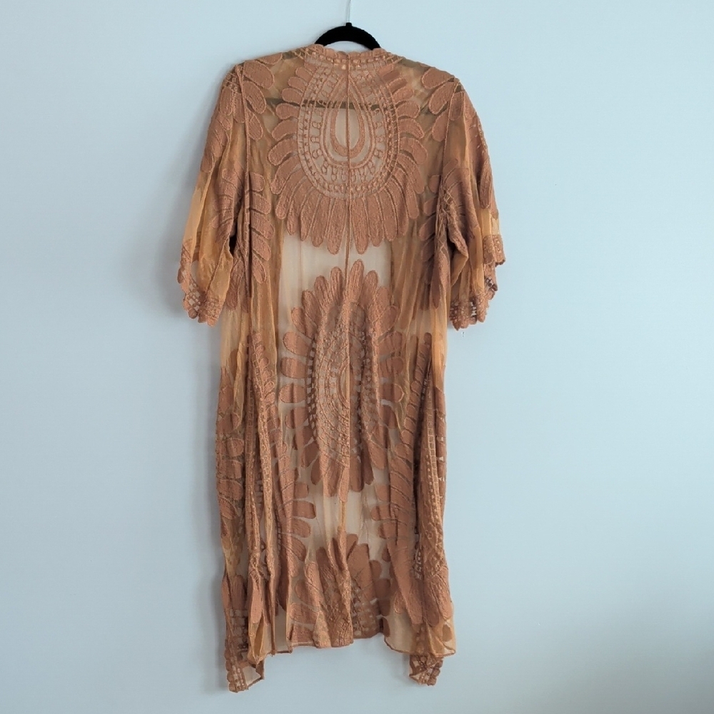 Rebellion Lace Cardigan in Warm Tan - Picture 2 of 4